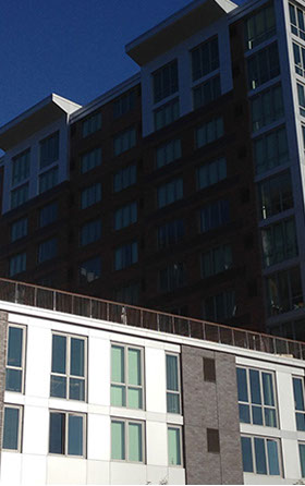 Aluminum composite metal wall panels for Port Imperial Buildings. Allied Metal is the fabricator of Estolga, Aluminium composite metal (ACM).